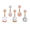 Zircon Belly Piercing Navel Button Ring Crystal Rose Gold Bar Dangling Ombligo Party Barbell for Woman Sexy Body Jewelry