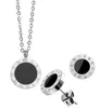 Earrings & Necklace 316L Stainless Steel Roman Pattern Dripping Round Numbers Set Bijuteria Half22