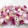 3d sztuczne panele Flowerwall Pink Peony Ivory Hot Red Pink Rose Green Rośliny Wedding Backdrop Runners Wystrój domu