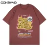 GONTHWID T-shirt Hip Hop Streetwear Männer Sommer Schädel Schmetterling Flamme Print Kurzarm T-Shirts Baumwolle Casual Harajuku Tees Tops C0315