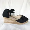 Veowalk Vintage Women Sandalsカジュアルリネンキャンバスウェッジサンディアルサマーアンクルストラップ6cmメッドヒールプラットフォームポンプエスカドリルシューズ21479199