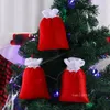 10 * 15 cm Buon Natale Sacchetto regalo rosso Tinta unita Sacco di Babbo Natale Borsa con coulisse Albero di Natale Sacchetti per imballaggio di caramelle T2I52879