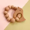 Natürliche hölzerne Schnullerring-Clips, Beißringe für Babys, Gesundheitspflegezubehör, Säuglingsfinger, Übungsspielzeug, bunter Schnuller aus Silikonperlen, 11 Farben