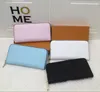 Partihandel Lady Long Wallet Multicolor Coin Purse Card Holder Original Women Classic Zipper Pocke Clutch Bag