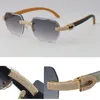 2022 New Limited edition Model Micro-paved Diamond Sunglasses Original Wood Rimless Sun Glasses 18K Gold C Decoration Male Female 2432