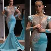 Talla grande Mermaid Lace Tulle Tortas Vestidos de prom Playo Sweetheart Piso Longitud Arabe Rumania Vestidos de noche Sheer Sexy Vestidos de fiesta caliente 2021