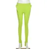 Simenual Neon Green Ribbed Fitness Kvinnor Leggings Fashion Streetwear Mid Midja Fall Byxor Sportiga träning Leggins Casual 211215