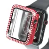 360 Full Body Protective Tempered Glass Cover Cases Bling Diamond PC Bumper For Apple Watch 44mm 40mm42mm 38mm With Retail Package