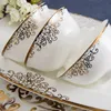 Aegean Sea Series Ceramic Dinner Eware 60st och28st Modern Simple Design Bone China Tableware Set Gold Rim Dinner Plates Set5572811