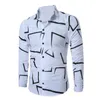 Men's Casual Shirts Autumn Top Trendy Cardigan Turn-down Collar Geometric Print Men Shirt For Going Out Spring