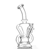 Hookahs Glas Bong Recycler DAB Rig Waterleidingen Clear Color Hoogte 9 Inch 14mm Joint Ship with 14.4 mm Mannelijke Bowl USA IN VOORRAAD BONDEN