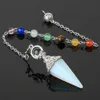 Hot Selling Natural Hexagonal Améthyste Pendentif Semiprecious Pierre Pendule Divination Méditation Energie Pendentif Sept Chakra Collier