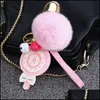 Porte-clés Accessoires de mode Mignon Peluche Ball Ice Cream Porte-clés Fleur Miroir Porte-clés Femme Sac Pendentif Fille Personnalité Charme Bijoux Ch