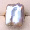 Clusterringe barocken natürliche Süßwasser Barock Specialshaped Pearl Ring Sterling Silber 925 Vintage Style Grey Square RN2596050