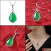 Pendentif Colliers Pendentifs Bijoux En Forme De Gourde Goutte D'eau Collier Femme Esprit Pierre Côté Corps Mascotte Vert Jade Tempérament Clavicule C