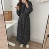 Leopard Chiffon Kvinnors A-Line Sweet Elegance Animal Printed Snygg Full Sleeves Chic Slim Spring Dress 210525