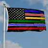 Newthin Multi Line Flag Red Blue Green USA 3x5ft Banner Flaggor för dekoration CCA10954
