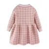 Mudkingdom Toddler Girls Houndstooth Sweater Dress Pullover Knit Baby Clothes for Girl 210615
