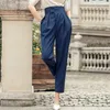 Korean style Women's harem Pants Chic OL straight high waist silk Trousers Spring Summer fashion casual Streetwear 211115