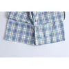Minifalda a cuadros con detalles divididos para mujer con minifalda pantalón corto a cuadros T200113