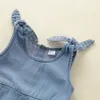 Nashakaite Baby Girl Odzież ramię Bandaż Dżinsy Kombinezony Pocket Deco Cute Denim Born Kombinezon 210816