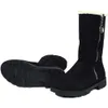 Muyguay Girls Winter Snow Boots Suede Fold Mid-Calf Fur Lined Ciepły Zamek błyskawiczny dla malucha / Małe dziecko 211108