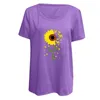 Dames T-shirt Womens Tshirt 2021 Zomer Casual V-hals Korte Mouw Zonnebloem Print Tops Mode T-shirt Dames Ropa Mujer