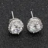 Mens Hip Hop Stud Earrings Jewelry Fashion Black Silver Simulated Diamond Round Earring For Men2359207
