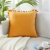 Christmas Velvet Soft Decorative With Balls Throw Pillows Cushions Covers Square Pillowcase For Sofa Bed Car Home 45x45cm Red 210315