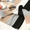 Gaganight Casual Striped Women Sweater Bodycon Long Sleeve Turtle Neck Pullover Knitted Patchwork Retro Korean Jumper X0721