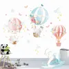 Cartoon Animals air Balloon Wall Stickers for Children Kids room rooms Nursery Wall Decor Removable PVC Wall Decals Murals 211112