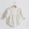 Menina macacão para 0-24m manga comprida romper jumpsuits uma peça nova moda 100% algodão orgânico bebê recém-nascido roupas 210317