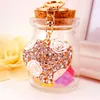 Hollow Heart Keychain Shiny Rhinestone Enamel Metal Flower Key Chains Women Handbag Hanging Pendant Keyrings Accessories