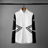 Men's Casual Shirts White Mens Luxury Long Sleeve Rib Splicing Design Dress Fashion Slim Fit Party Man