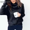 Aonobeier Warm Mohair Frauen Rollkragenpullover Herbst Winter Damen Gestrickte Langarm Pullover Beiläufige Lose Weibliche Jumper 210604