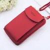 Wallets Women Purses Solid Color Leather Shoulder Strap Bag Mobile Phone Big Card Holders Wallet Handbag Pockets For Girls