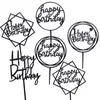 Happy Birthday Cake Topper Acrilico Oro Argento Bandiera Cupcake Per Boy Girl Decorazioni per feste Forniture di nozze Y200618