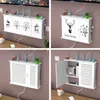 Trådlös WiFi Router Förvaringslåda PVC Panel Hylla vägg Hängande Plug Punch Free Board Bracket Kabel Organizer Heminredning 210922