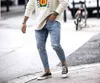 Casual Skinny Jeans Enkel Lengte Ripped Denim Pant Zipper Vlieg Mannen Kleding Cut Bodem Potlood Lichtblauwe Cowboys Streetwear 2111108