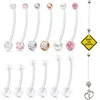 Pregnancy Button Long Bar Sport Maternity Flexible Clear Navel Belly Rings Piercing Retainer for Pregnant Women 38mm