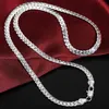 925 Sterling Silver Chain Necklace 5mm Full Sideways Cuban Link Necklace for Woman Men Fashion Wedding Engagement Jewelry