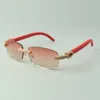 Designer Micro-Paved Diamond Solglasögon 3524026 Med Röda Träben Glasögon, Direktförsäljning, Storlek: 56-18-135mm