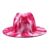 Tie-dye Fedora Hats Woolen Wide Brim Cap Warmth Foldable Men Silk Hat Women Jazz Caps Fashion Autumn And Winter Style WMQ1241