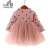 Retail 0-3 years children's girl long-sleeved plus velvet dress baby mesh princess dress autumn fall winter Q0716