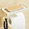 Antique Vintage Bronze Carving Bathroom With Phone Shelf Towel Roll Tissue Aluminum Rack Toilet Paper Holder Creative Wall Boxes 210720