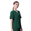 Medigo-008 tvåficka mandarin krage scrubs topp + byxor för kvinnor avslappnad passform, super mjuk stretch, anti-rynk medicinsk scrubs sjukhus uniform skjorta top + byxor