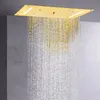 Luksusowe złoto wypolerowane 70x38 cm krany prysznicowe LED w łazience wodospad bąbel
