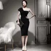 Black one shoulder Dress piece korean ladies Sexy sleeveless cabaret Party Club Midi tight Dresses for women 210602