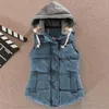 여자 조끼 여성 조가 여성 조끼 후드 재킷 플러스 크기 여성 따뜻한 민소매 면화 코트 코트 블랙 패션 외투