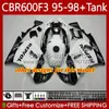 Body + Tank för Honda CBR600 CBR 600 F3 FS Vit Röd CC 600F3 95 96 97 98 Bodywork 64NO.65 CBR600F3 CBR600FS 600CC 1995 1996 1997 600FS CBR600-F3 95-98 Fairings Kit